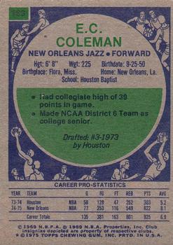 1975-76 Topps #163 E.C. Coleman Back