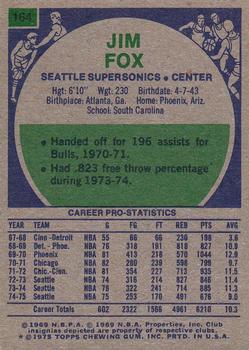 1975-76 Topps #164 Jim Fox Back