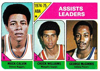 1975-76 Topps #226 ABA Assists Leaders (Mack Calvin / Chuck Williams / George McGinnis) Front