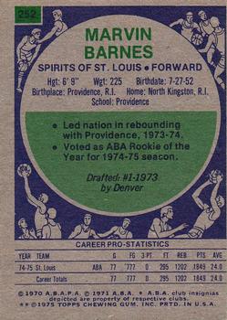 1975-76 Topps #252 Marvin Barnes Back