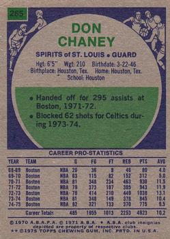 1975-76 Topps #265 Don Chaney Back