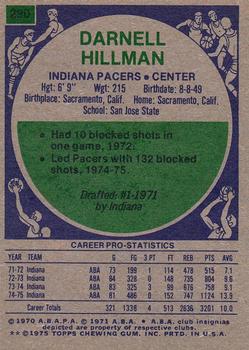 1975-76 Topps #290 Darnell Hillman Back
