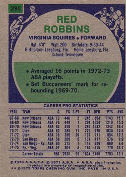 1975-76 Topps #295 Red Robbins Back