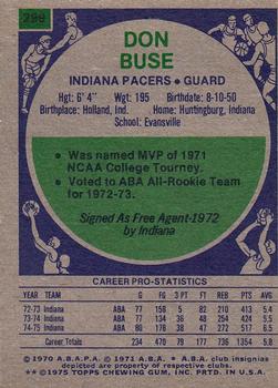 1975-76 Topps #299 Don Buse Back