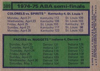 1975-76 Topps #309 ABA Semi-finals Back