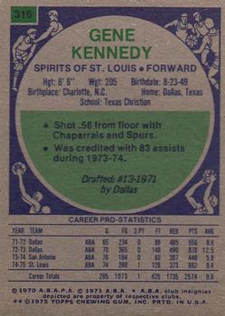 1975-76 Topps #316 Gene Kennedy Back