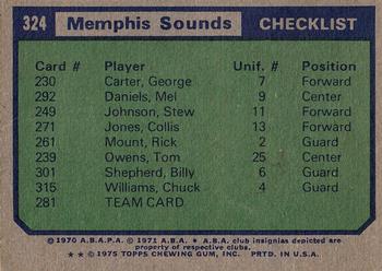 1975-76 Topps #324 Memphis Sounds Back