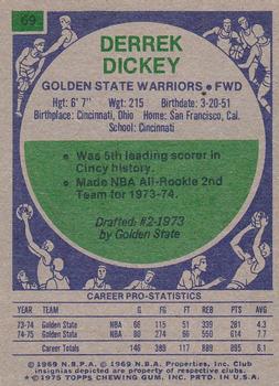 1975-76 Topps #69 Derrek Dickey Back