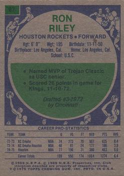1975-76 Topps #87 Ron Riley Back