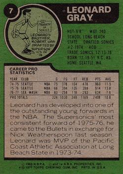1977-78 Topps #7 Leonard Gray Back