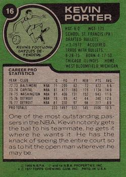1977-78 Topps #16 Kevin Porter Back