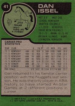 1977-78 Topps #41 Dan Issel Back