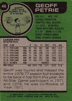 1977-78 Topps #46 Geoff Petrie Back