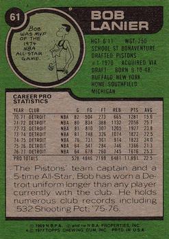 1977-78 Topps #61 Bob Lanier Back