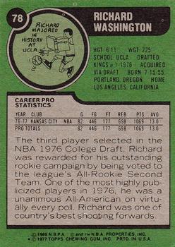 1977-78 Topps #78 Richard Washington Back
