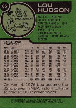 1977-78 Topps #85 Lou Hudson Back