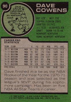 1977-78 Topps #90 Dave Cowens Back