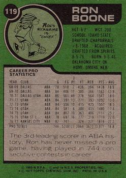 1977-78 Topps #119 Ron Boone Back