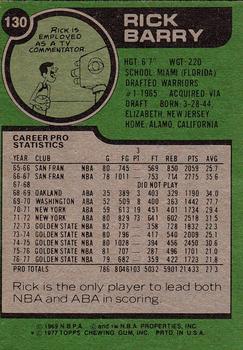 1977-78 Topps #130 Rick Barry Back