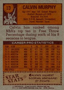 1978-79 Topps #13 Calvin Murphy Back