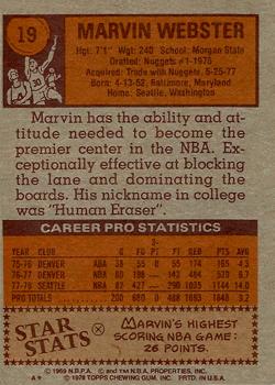 1978-79 Topps #19 Marvin Webster Back