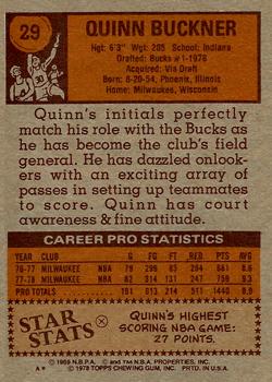 1978-79 Topps #29 Quinn Buckner Back