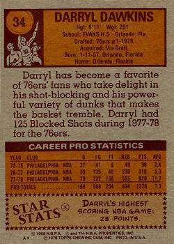 1978-79 Topps #34 Darryl Dawkins Back
