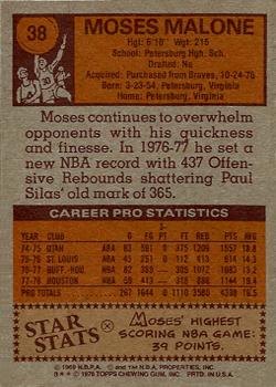 1978-79 Topps #38 Moses Malone Back