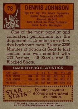 1978-79 Topps #78 Dennis Johnson Back