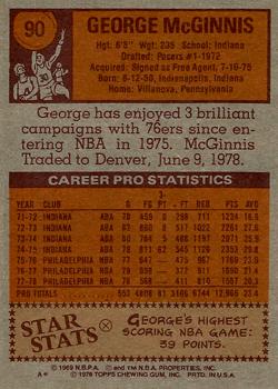 1978-79 Topps #90 George McGinnis Back