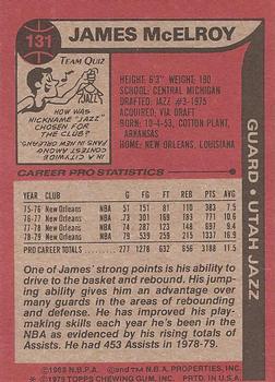 1979-80 Topps #131 James McElroy Back