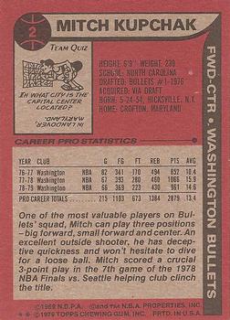 1979-80 Topps #2 Mitch Kupchak Back
