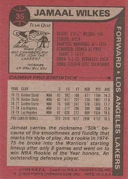 1979-80 Topps #35 Jamaal Wilkes Back
