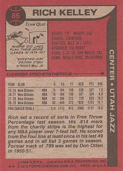 1979-80 Topps #86 Rich Kelley Back