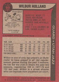 1979-80 Topps #99 Wilbur Holland Back