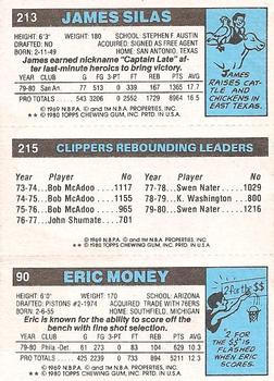 1980-81 Topps #90 / 213 / 215 Eric Money / Swen Nater / James Silas Back