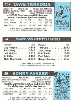 1980-81 Topps #94 / 98 / 202 Sonny Parker / John Lucas / Dave Twardzik Back