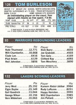 1980-81 Topps #93 / 126 / 132 Kareem Abdul-Jabbar / Robert Parish / Tom Burleson Back