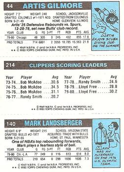 1980-81 Topps #44 / 140 / 214 Mark Landsberger / Lloyd Free / Artis Gilmore Back