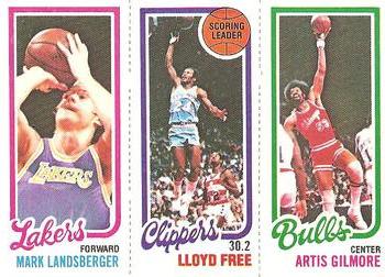 1980-81 Topps #44 / 140 / 214 Mark Landsberger / Lloyd Free / Artis Gilmore Front
