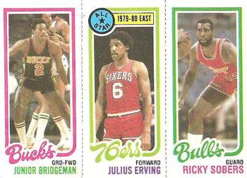 1980-81 Topps #1 / 49 / 146 Junior Bridgeman / Julius Erving / Ricky Sobers Front