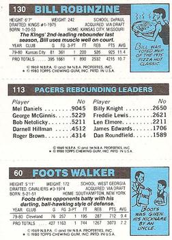 1980-81 Topps #60 / 113 / 130 Foots Walker / Mickey Johnson / Bill Robinzine Back