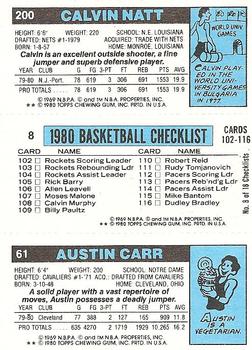 1980-81 Topps #8 / 61 / 200 Austin Carr / Kareem Abdul-Jabbar / Calvin Natt Back
