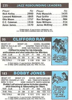 1980-81 Topps #99 / 183 / 235 Bobby Jones / Clifford Ray / Ben Poquette Back