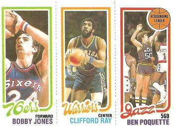1980-81 Topps #99 / 183 / 235 Bobby Jones / Clifford Ray / Ben Poquette Front