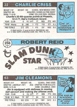 1980-81 Topps #22 / 63 / 256 Jim Cleamons / Robert Reid / Charlie Criss Back