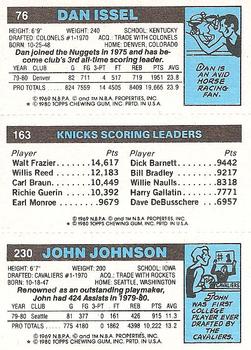 1980-81 Topps #76 / 163 / 230 John Johnson / Bill Cartwright / Dan Issel Back