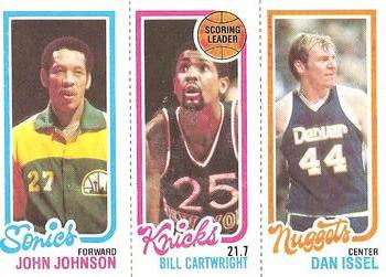 1980-81 Topps #76 / 163 / 230 John Johnson / Bill Cartwright / Dan Issel Front