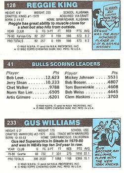 1980-81 Topps #41 / 128 / 233 Gus Williams / Reggie Theus / Reggie King Back