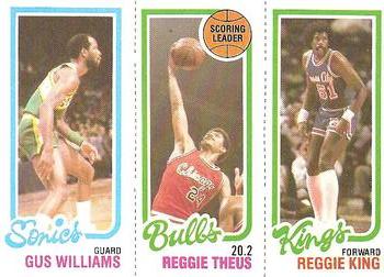 1980-81 Topps #41 / 128 / 233 Gus Williams / Reggie Theus / Reggie King Front